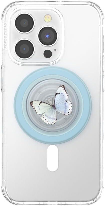 imagePopSockets Phone Grip for MagSafe with Kickstand Magnetic Stand Swappable Top Secure Hold for iPhone MagSafe Cases Phone amp Tablet Grip Whisper Moth