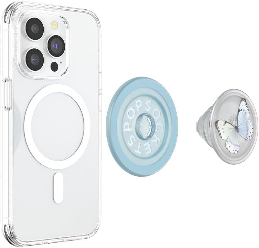 imagePopSockets Phone Grip for MagSafe with Kickstand Magnetic Stand Swappable Top Secure Hold for iPhone MagSafe Cases Phone amp Tablet Grip Whisper Moth