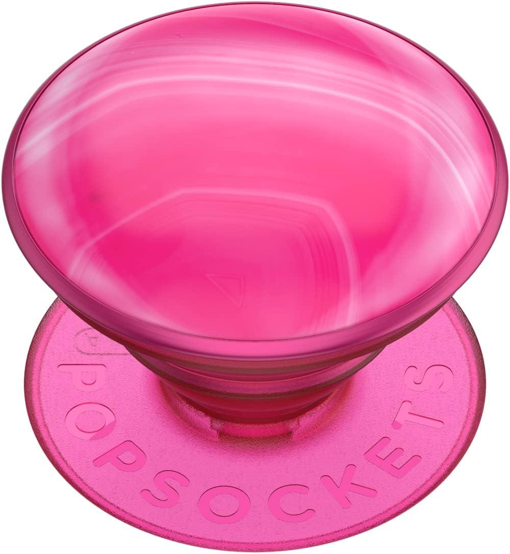 imagePopSockets Phone Grip for MagSafe with Kickstand Magnetic Stand Swappable Top Secure Hold for iPhone MagSafe Cases Phone amp Tablet Grip Cute PopSockets Molded Flower KaleidoscopeNeon Pink Agate
