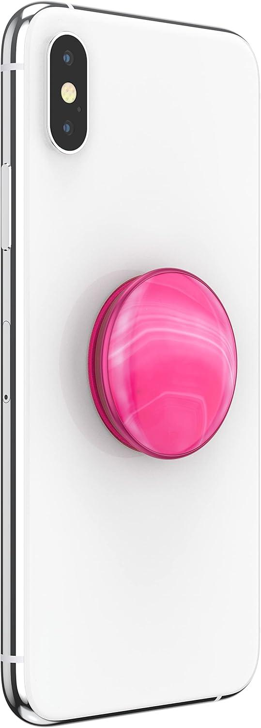 imagePopSockets Phone Grip for MagSafe with Kickstand Magnetic Stand Swappable Top Secure Hold for iPhone MagSafe Cases Phone amp Tablet Grip Cute PopSockets Molded Flower KaleidoscopeNeon Pink Agate