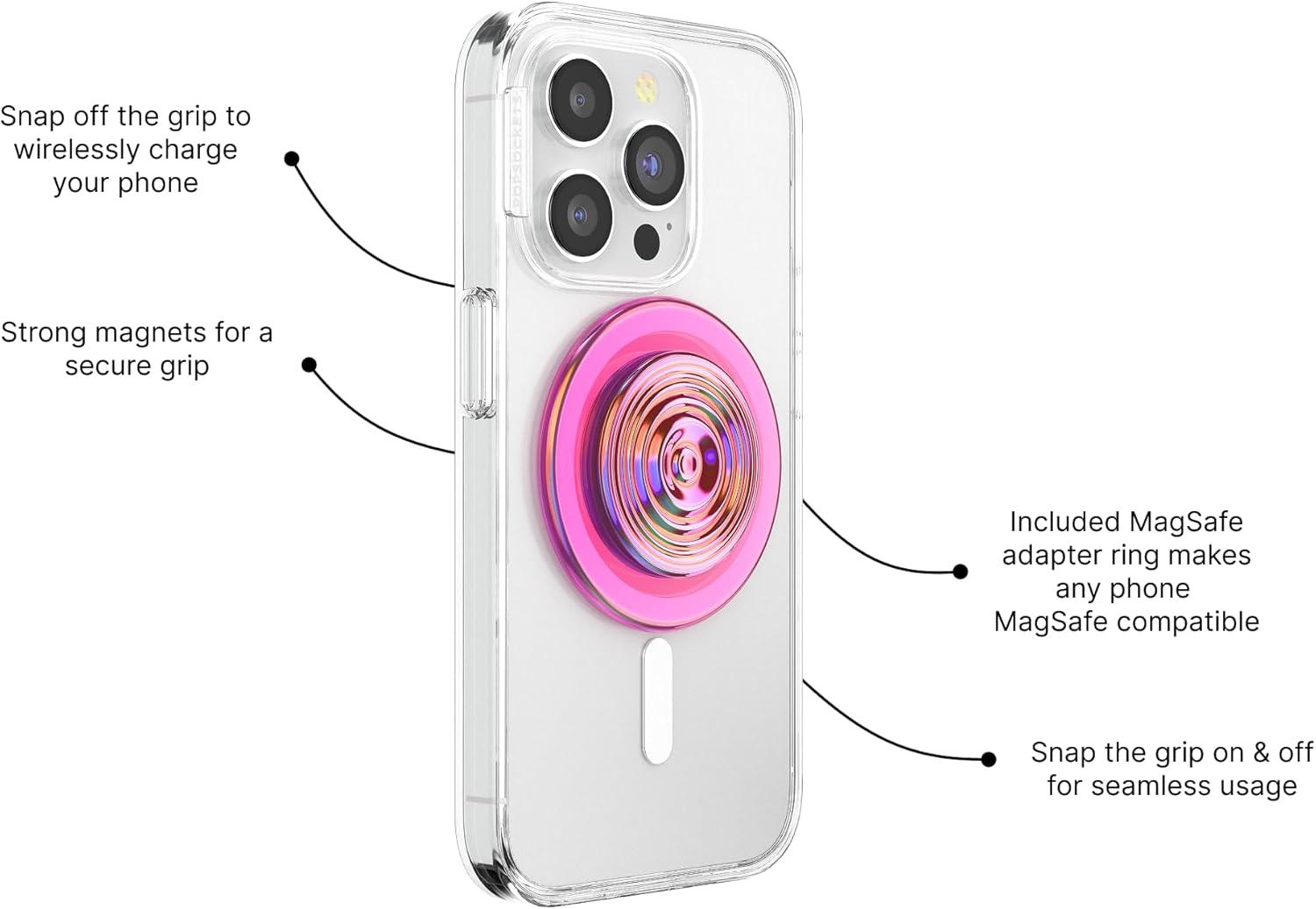 imagePopSockets Phone Grip for MagSafe with Kickstand Magnetic Stand Swappable Top Secure Hold for iPhone MagSafe Cases Phone amp Tablet Grip Cute PopSockets Molded Flower KaleidoscopeAviation