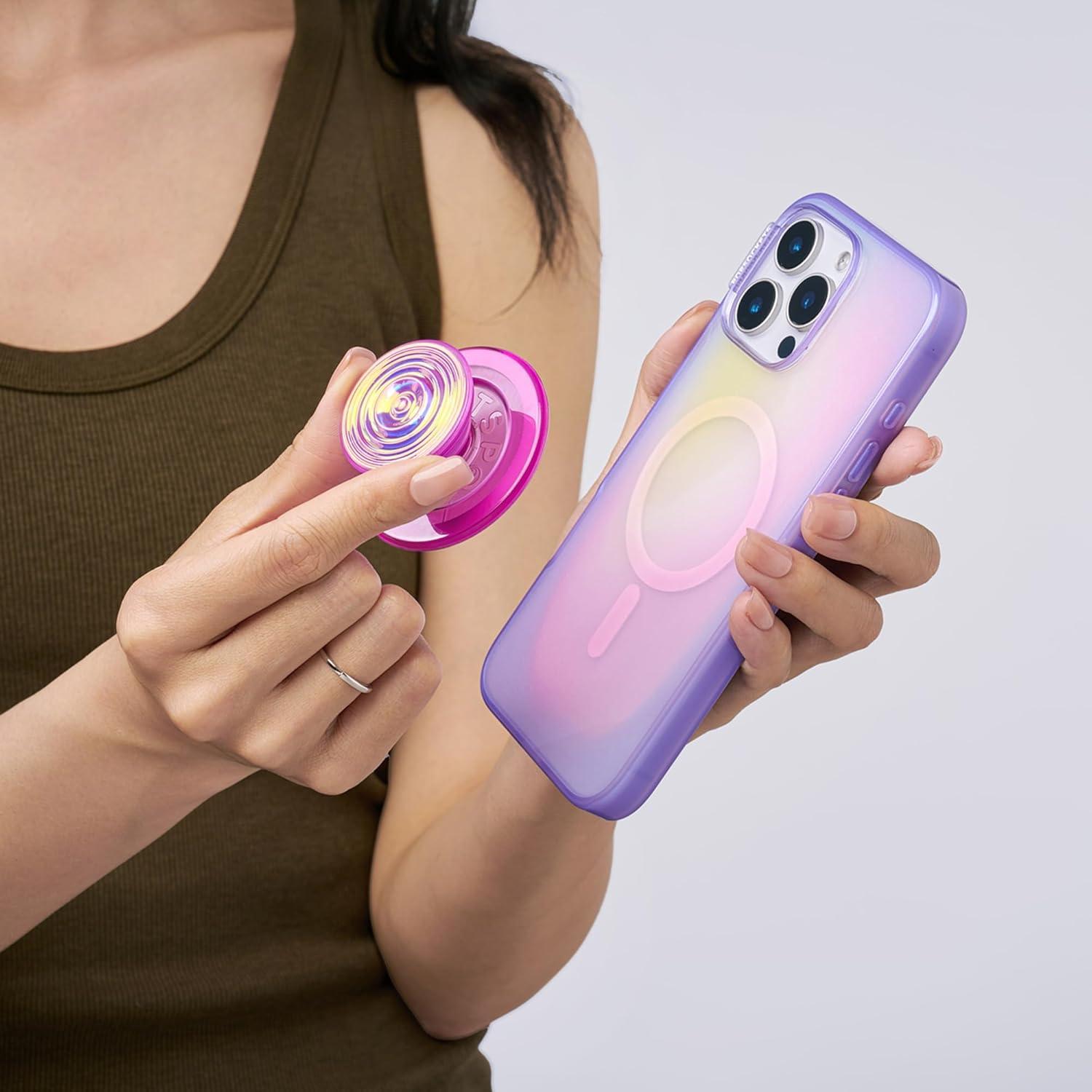 imagePopSockets Phone Grip for MagSafe with Kickstand Magnetic Stand Swappable Top Secure Hold for iPhone MagSafe Cases Phone amp Tablet Grip Cute PopSockets Molded Flower KaleidoscopeAviation