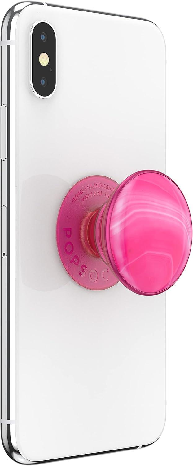 imagePopSockets Phone Grip for MagSafe with Kickstand Magnetic Stand Swappable Top Secure Hold for iPhone MagSafe Cases Phone amp Tablet Grip Cute PopSockets Molded Flower KaleidoscopeNeon Pink Agate