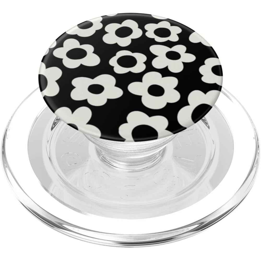 imagePopSockets Floral Phone Grip amp Stand  Black Mod Flower PopSockets PopGrip for MagSafeMagnetic PopGrip