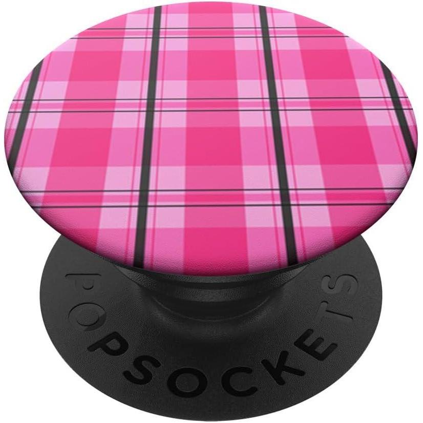 imagePopSockets Phone Grip  Pink Plaid PopSockets PopGrip for MagSafeAdhesive PopGrip