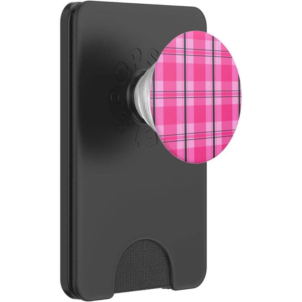 imagePopSockets Phone Grip  Pink Plaid PopSockets PopGrip for MagSafeMagnetic PopWallet