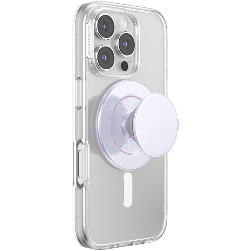 imagePopSockets Phone Grip Compatible with MagSafe Adapter Ring for MagSafe Included Phone Holder Wireless Charging Compatible  HorchataIridescent White