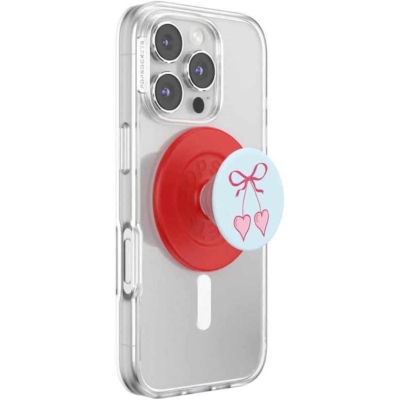 imagePopSockets Phone Grip for MagSafe with Kickstand Magnetic Stand Swappable Top Secure Hold for iPhone MagSafe Cases Phone amp Tablet Grip  Simply Sweet Hearts