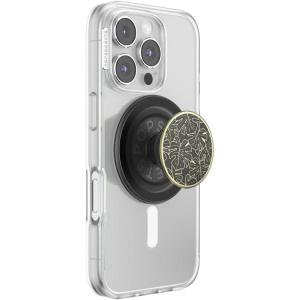 PopSockets Phone Grip for MagSafe with Kickstand, Magnetic Stand, Swappable Top, Secure Hold for iPhone MagSafe Cases, Phone & Tablet Grip – Enamel Monstera Black