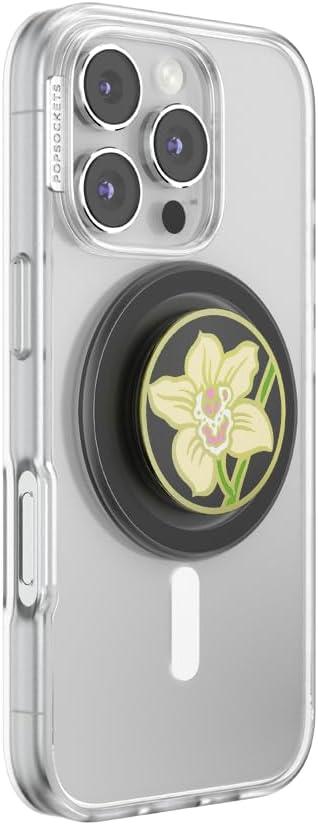 imagePopSockets Phone Grip for MagSafe with Kickstand Magnetic Stand Swappable Top Secure Hold for iPhone MagSafe Cases Phone amp Tablet Grip Enamel Butter Orchid