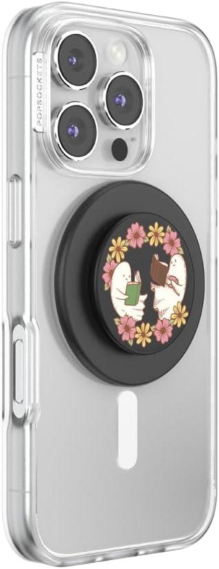 imagePopSockets Phone Grip for MagSafe with Kickstand Magnetic Stand Swappable Top Secure Hold for iPhone MagSafe Cases Phone amp Tablet Grip Enamel Luna MothBookish Besties