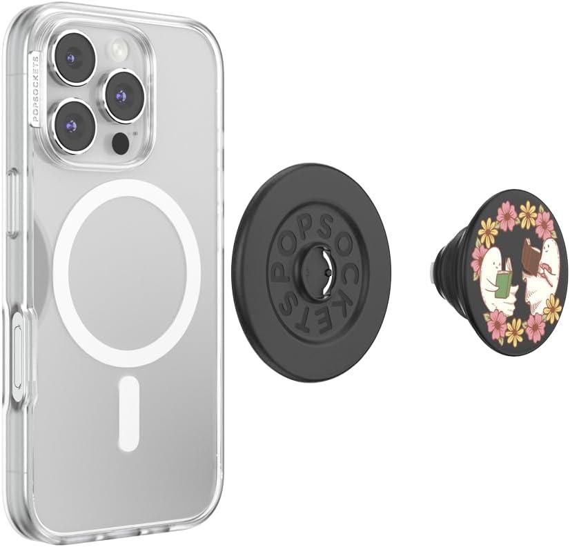 imagePopSockets Phone Grip for MagSafe with Kickstand Magnetic Stand Swappable Top Secure Hold for iPhone MagSafe Cases Phone amp Tablet Grip Enamel Luna MothBookish Besties