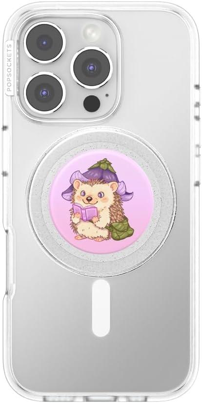 imagePopSockets Phone Grip for MagSafe with Kickstand Magnetic Stand Swappable Top Secure Hold for iPhone MagSafe Cases Phone amp Tablet Grip Enamel Luna MothHedgie P Bloom