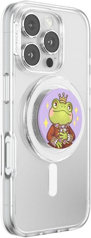 imagePopSockets Phone Grip for MagSafe with Kickstand Magnetic Stand Swappable Top Secure Hold for iPhone MagSafe Cases Phone amp Tablet Grip Enamel Luna MothFrog Prince