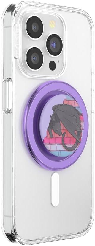 imagePopSockets Phone Grip for MagSafe with Kickstand Magnetic Stand Swappable Top Secure Hold for iPhone MagSafe Cases Phone amp Tablet Grip Enamel Luna MothCurled Up With A Good Book