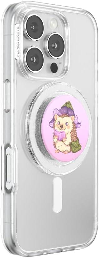 imagePopSockets Phone Grip for MagSafe with Kickstand Magnetic Stand Swappable Top Secure Hold for iPhone MagSafe Cases Phone amp Tablet Grip Enamel Luna MothHedgie P Bloom