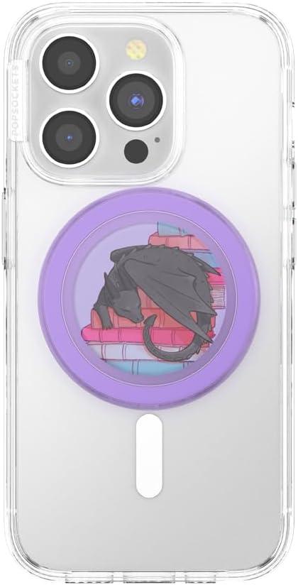 imagePopSockets Phone Grip for MagSafe with Kickstand Magnetic Stand Swappable Top Secure Hold for iPhone MagSafe Cases Phone amp Tablet Grip Enamel Luna MothCurled Up With A Good Book