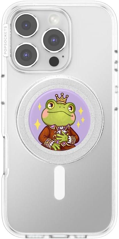 imagePopSockets Phone Grip for MagSafe with Kickstand Magnetic Stand Swappable Top Secure Hold for iPhone MagSafe Cases Phone amp Tablet Grip Enamel Luna MothFrog Prince