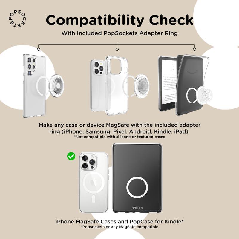 imagePopSockets Phone Grip for MagSafe with Kickstand Magnetic Stand Swappable Top Secure Hold for iPhone MagSafe Cases Phone amp Tablet Grip Enamel Luna MothFrog Prince
