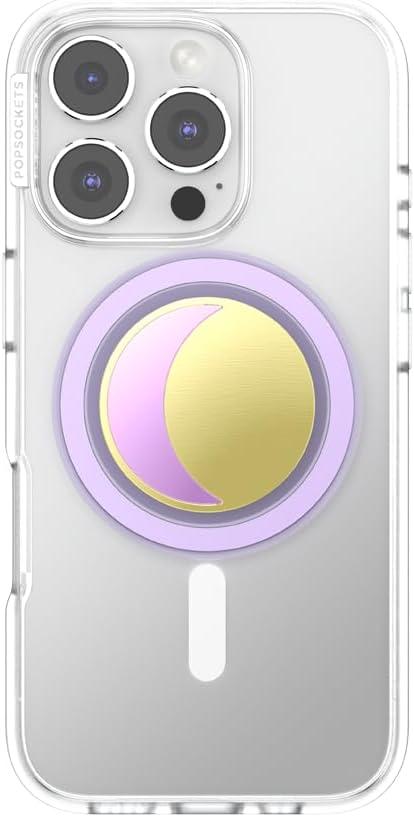 imagePopSockets Phone Grip for MagSafe with Kickstand Magnetic Stand Swappable Top Secure Hold for iPhone MagSafe Cases Phone amp Tablet Grip Waxing Moon Lilac