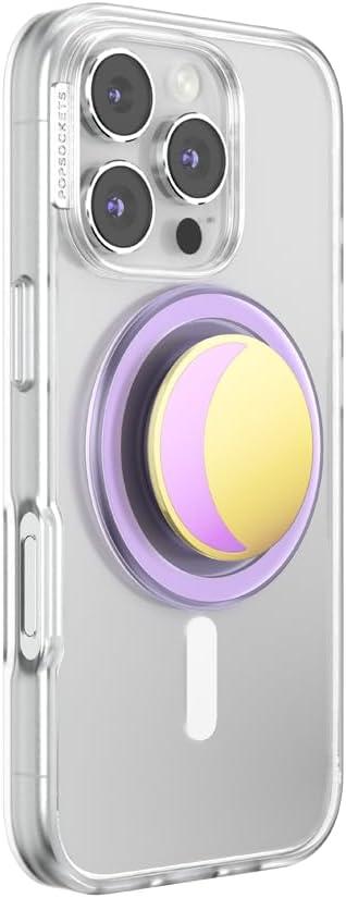 imagePopSockets Phone Grip for MagSafe with Kickstand Magnetic Stand Swappable Top Secure Hold for iPhone MagSafe Cases Phone amp Tablet Grip Waxing Moon Lilac