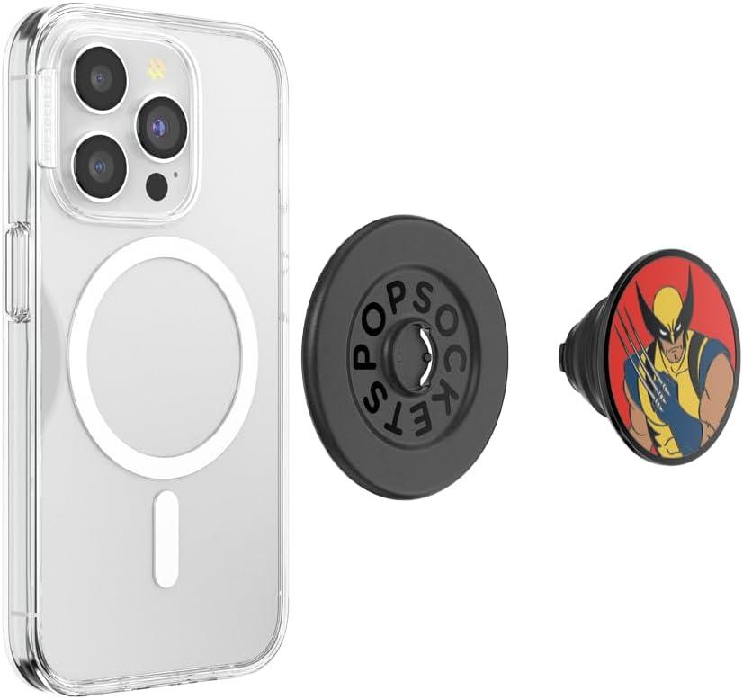 imagePopSockets Phone Grip for MagSafe with Kickstand Magnetic Stand Swappable Top Secure Hold for iPhone MagSafe Cases Phone amp Tablet Grip Marvel Enamel Captain AmericaEnamel Wolverine