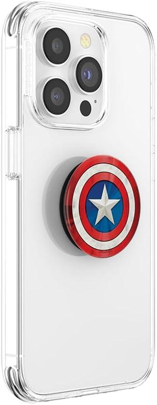 imagePopSockets Phone Grip for MagSafe with Kickstand Magnetic Stand Swappable Top Secure Hold for iPhone MagSafe Cases Phone amp Tablet Grip Marvel Enamel Captain AmericaIcon