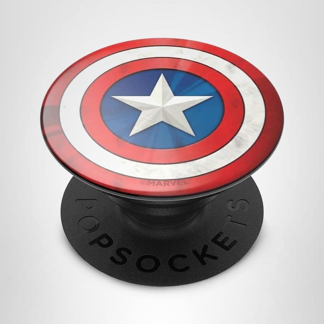 imagePopSockets Phone Grip for MagSafe with Kickstand Magnetic Stand Swappable Top Secure Hold for iPhone MagSafe Cases Phone amp Tablet Grip Marvel Enamel Captain AmericaIcon