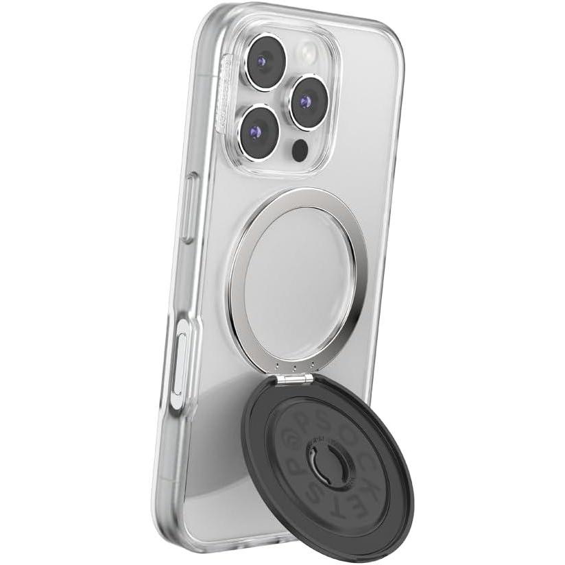 imagePopSockets KickOut Grip for MagSafe Phone Grip with Builtin Phone Stand Adjustable Kickstand for Portrait or Landscape Strong Magnetic Hold Wireless Charging Compatible  Radial Black