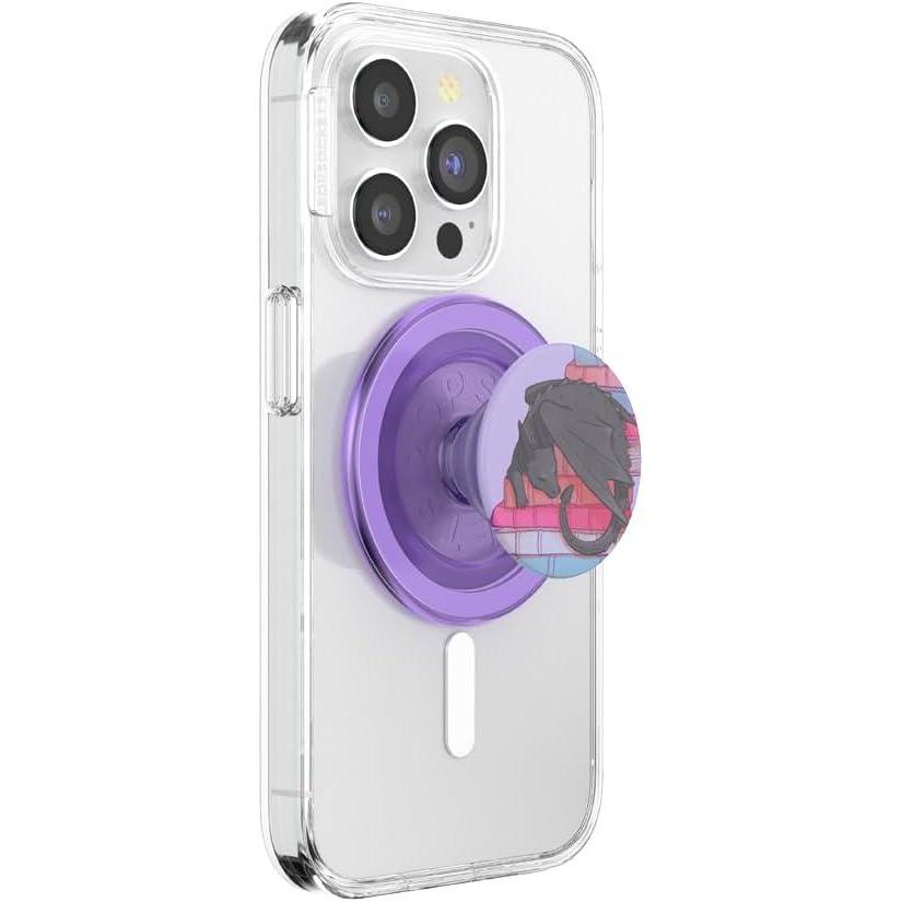 imagePopSockets Phone Grip for MagSafe with Kickstand Magnetic Stand Swappable Top Secure Hold for iPhone MagSafe Cases Phone amp Tablet Grip Enamel Luna MothCurled Up With A Good Book