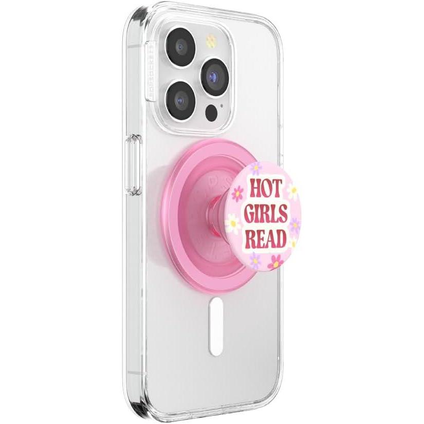 imagePopSockets Phone Grip for MagSafe with Kickstand Magnetic Stand Swappable Top Secure Hold for iPhone MagSafe Cases Phone amp Tablet Grip Enamel Luna MothHot Girls Read