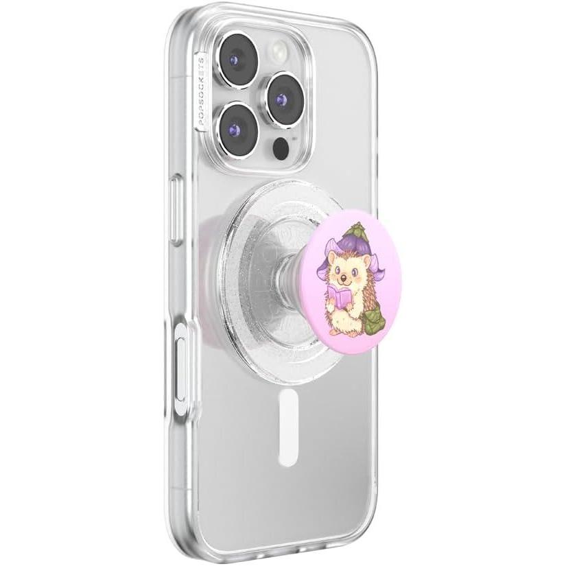 imagePopSockets Phone Grip for MagSafe with Kickstand Magnetic Stand Swappable Top Secure Hold for iPhone MagSafe Cases Phone amp Tablet Grip Enamel Luna MothHedgie P Bloom