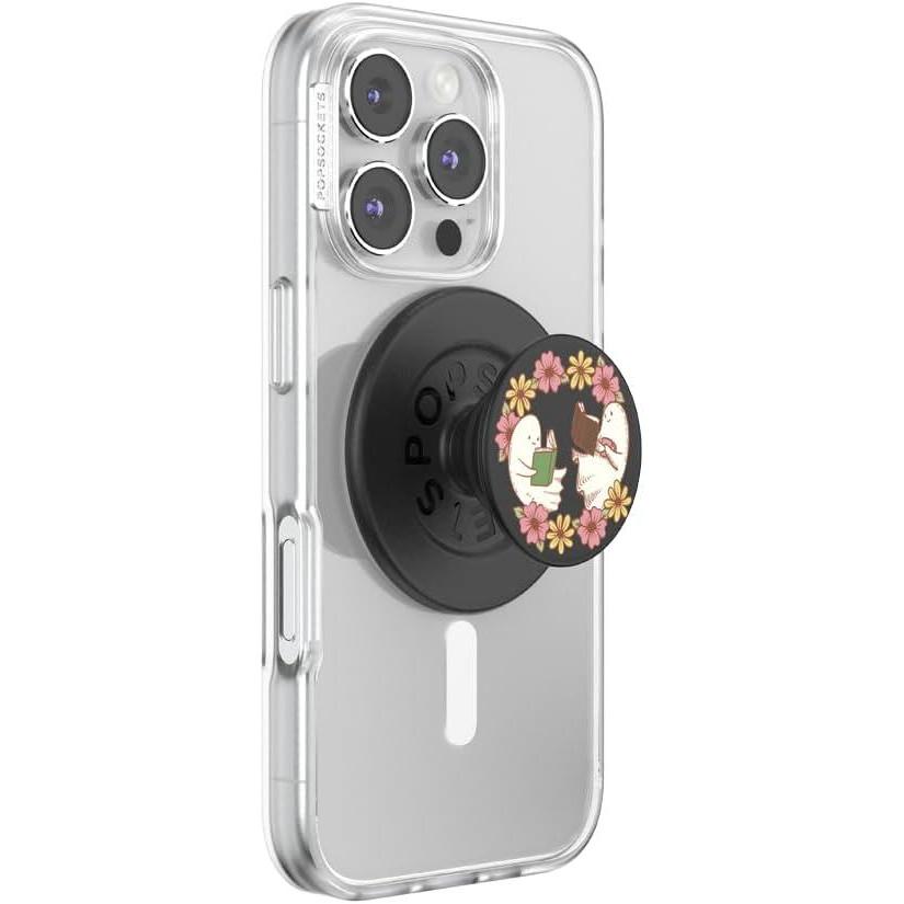 imagePopSockets Phone Grip for MagSafe with Kickstand Magnetic Stand Swappable Top Secure Hold for iPhone MagSafe Cases Phone amp Tablet Grip  Enamel Luna MothBookish Besties