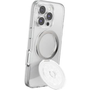 PopSockets Kick-Out Grip for MagSafe, Phone Grip with Built-in Phone Stand, Adjustable Kickstand for Portrait or Landscape, Strong Magnetic Hold, Wireless Charging Compatible – Glossy White