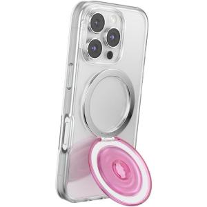 PopSockets Kick-Out Grip for MagSafe, Phone Grip with Built-in Phone Stand, Adjustable Kickstand for Portrait or Landscape, Strong Magnetic Hold, Wireless Charging Compatible – Translucent Baby Pink