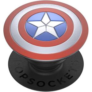 PopSockets Phone Grip for MagSafe with Kickstand, Magnetic Stand, Swappable Top, Secure Hold for iPhone MagSafe Cases, Phone & Tablet Grip, Marvel – Enamel Captain America(Enamel Sheild)
