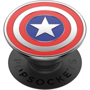 PopSockets Phone Grip for MagSafe with Kickstand, Magnetic Stand, Swappable Top, Secure Hold for iPhone MagSafe Cases, Phone & Tablet Grip, Marvel – Enamel Captain America(Captain America)