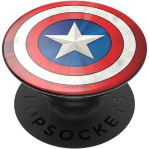 PopSockets Phone Grip for MagSafe with Kickstand, Magnetic Stand, Swappable Top, Secure Hold for iPhone MagSafe Cases, Phone & Tablet Grip, Marvel – Enamel Captain America(Icon)