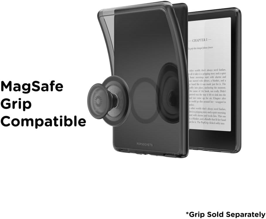 imagePopSockets Kindle Paperwhite 2021 Case 11th Gen 68 amp Signature Edition Slim Protective Cover with Builtin MagSafeCompatible Ring for MagSafe PopGrip EReader Accessory Black Translucent