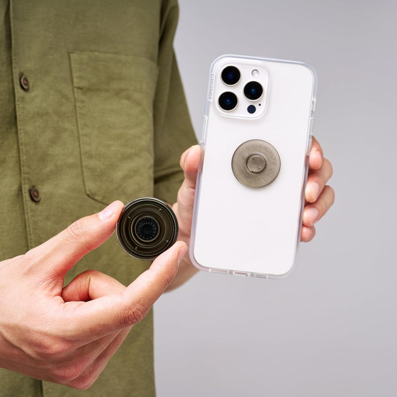 imagePopSockets Phone Grip for MagSafe with Kickstand Magnetic Stand Swappable Top Secure Hold for iPhone MagSafe Cases Phone amp Tablet Grip Curvers StateBlack Smoke