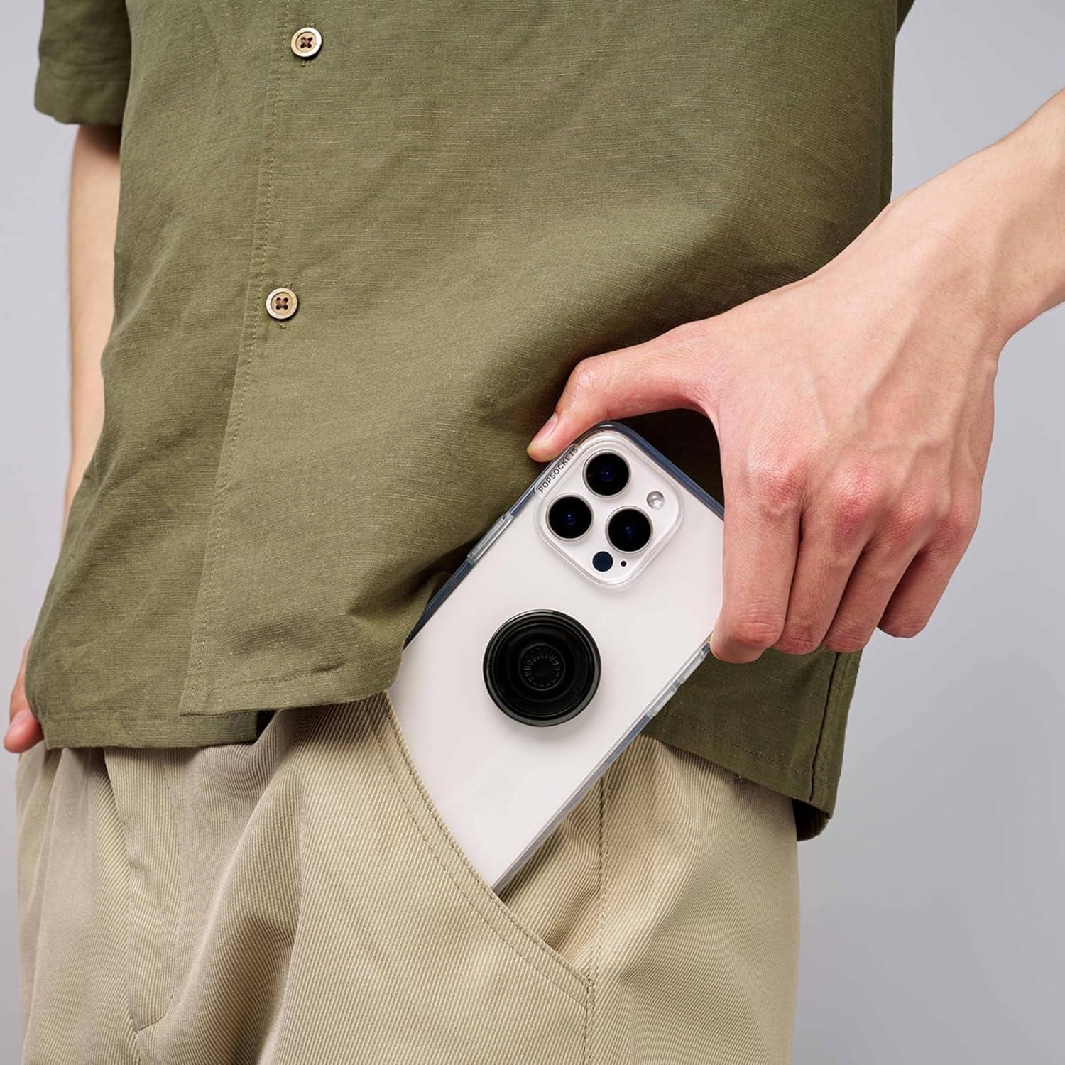 imagePopSockets Phone Grip for MagSafe with Kickstand Magnetic Stand Swappable Top Secure Hold for iPhone MagSafe Cases Phone amp Tablet Grip Curvers StateBlack Smoke