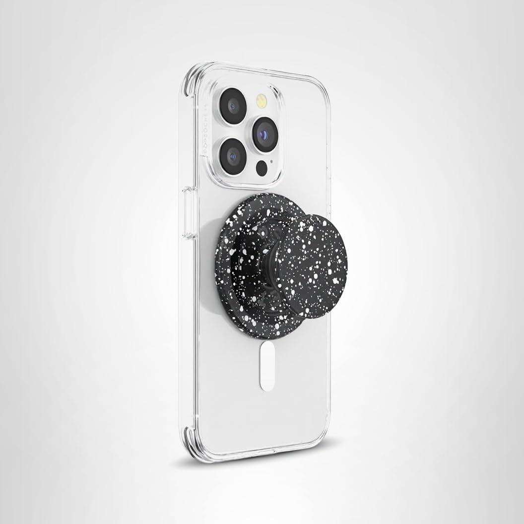 imagePopSockets Phone Grip for MagSafe with Kickstand Magnetic Stand Swappable Top Secure Hold for iPhone MagSafe Cases Phone amp Tablet Grip Curvers StateBlack Speckle