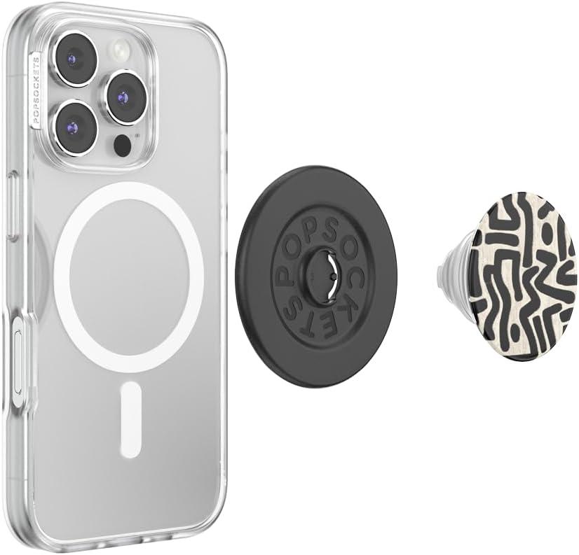 imagePopSockets Phone Grip for MagSafe with Kickstand Magnetic Stand Swappable Top Secure Hold for iPhone MagSafe Cases Phone amp Tablet Grip Curvers StatePop n Lock