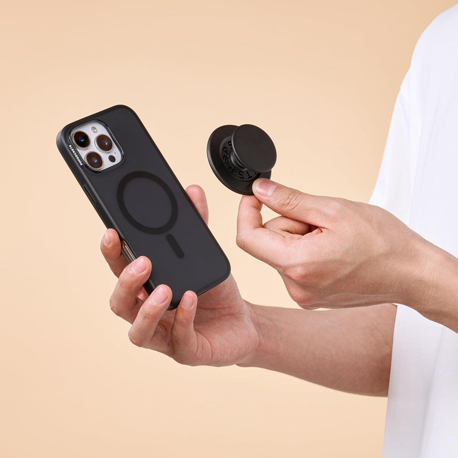 imagePopSockets Phone Grip for MagSafe with Kickstand Magnetic Stand Swappable Top Secure Hold for iPhone MagSafe Cases Phone amp Tablet Grip Curvers StateBlack