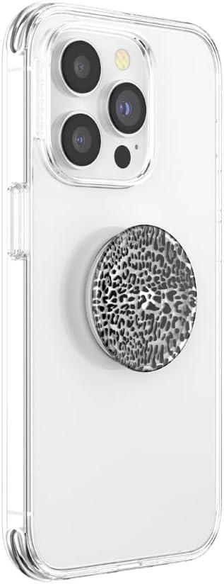 imagePopSockets Phone Grip for MagSafe with Kickstand Magnetic Stand Swappable Top Secure Hold for iPhone MagSafe Cases Phone amp Tablet Grip Curvers StateBlack Leopard