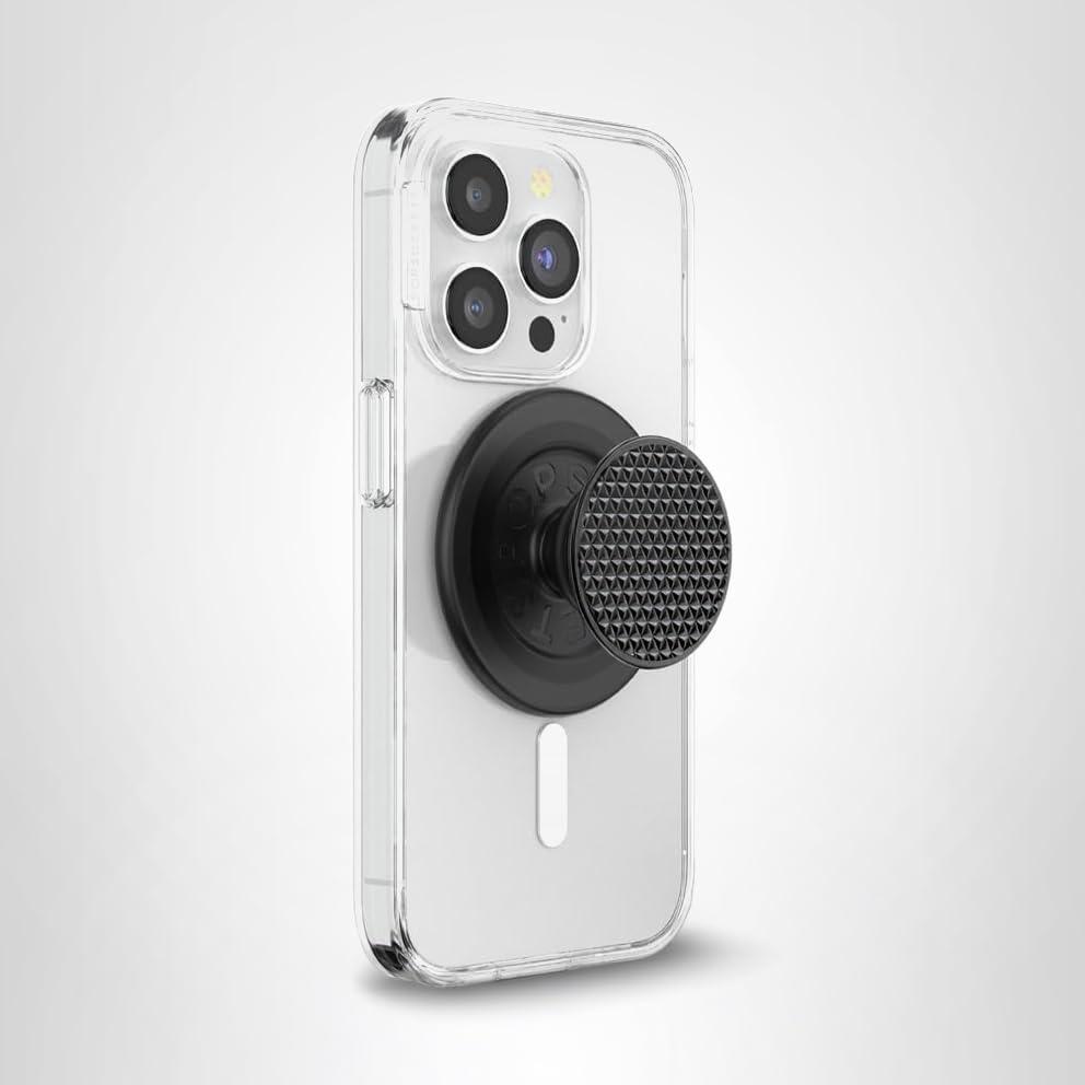 imagePopSockets Phone Grip for MagSafe with Kickstand Magnetic Stand Swappable Top Secure Hold for iPhone MagSafe Cases Phone amp Tablet Grip Curvers StateBlack Knurl