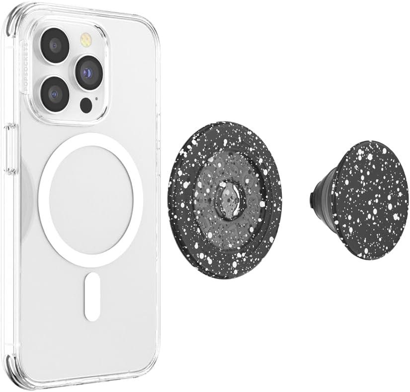 imagePopSockets Phone Grip for MagSafe with Kickstand Magnetic Stand Swappable Top Secure Hold for iPhone MagSafe Cases Phone amp Tablet Grip Curvers StateBlack Speckle