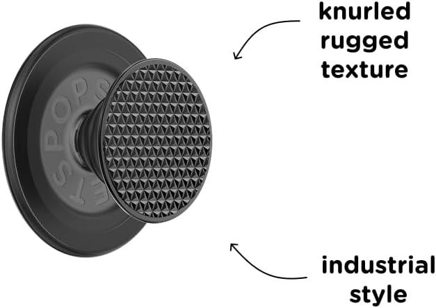 imagePopSockets Phone Grip for MagSafe with Kickstand Magnetic Stand Swappable Top Secure Hold for iPhone MagSafe Cases Phone amp Tablet Grip Curvers StateBlack Knurl