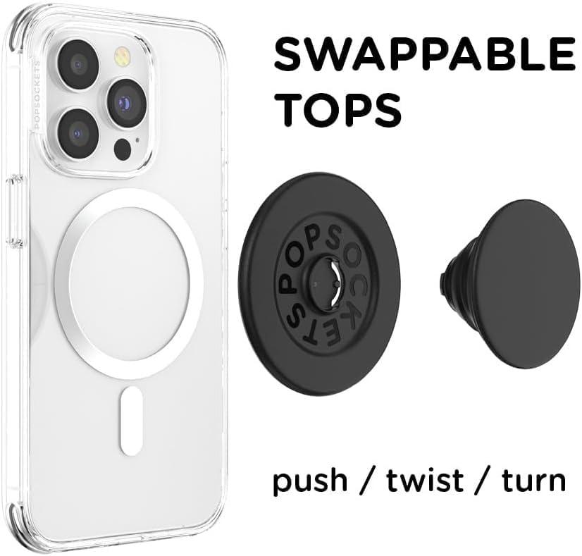 imagePopSockets Phone Grip for MagSafe with Kickstand Magnetic Stand Swappable Top Secure Hold for iPhone MagSafe Cases Phone amp Tablet Grip Curvers StateBlack