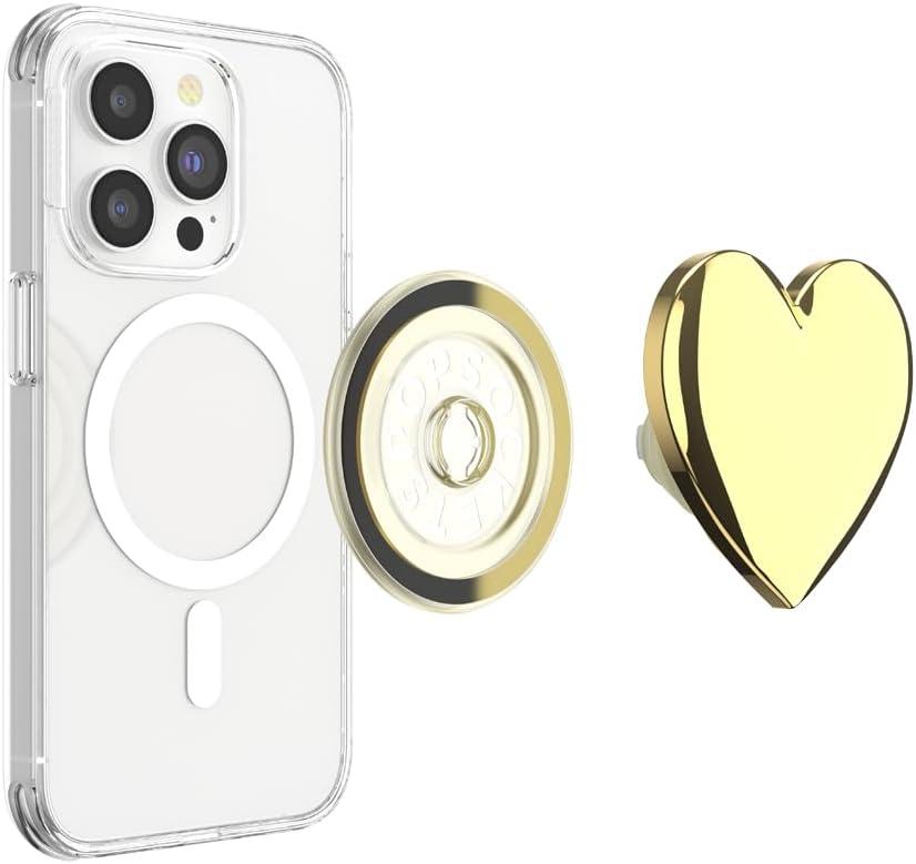 imagePopSockets Phone Grip for MagSafe with Kickstand Magnetic Stand Swappable Top Secure Hold for iPhone MagSafe Cases Phone amp Tablet Grip Enamel Heart of GoldHeart of Gold